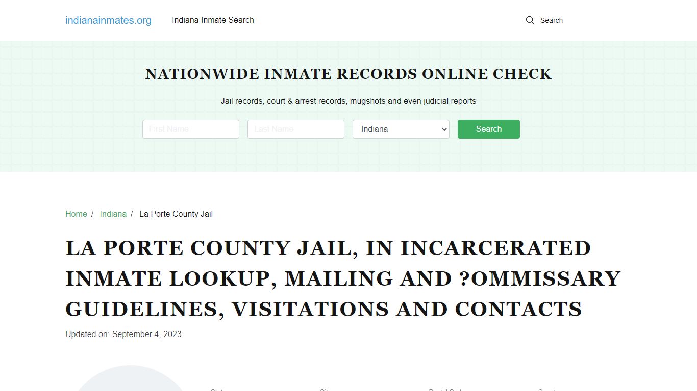 La Porte County Jail, IN: Offender Locator, Visitation & Contact Info